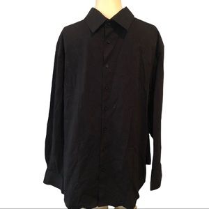 Tevolio mens dress shirt size 16.5 32/33 solid black button front